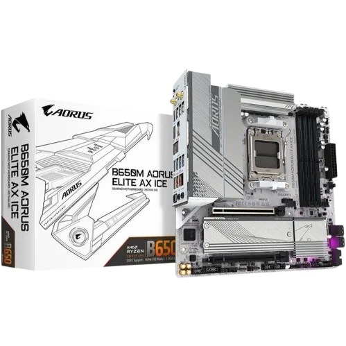 GIGABYTE B650M AORUS ELITE AX ICE AM5 DDR5 Micro-ATX WiFi Motherboard