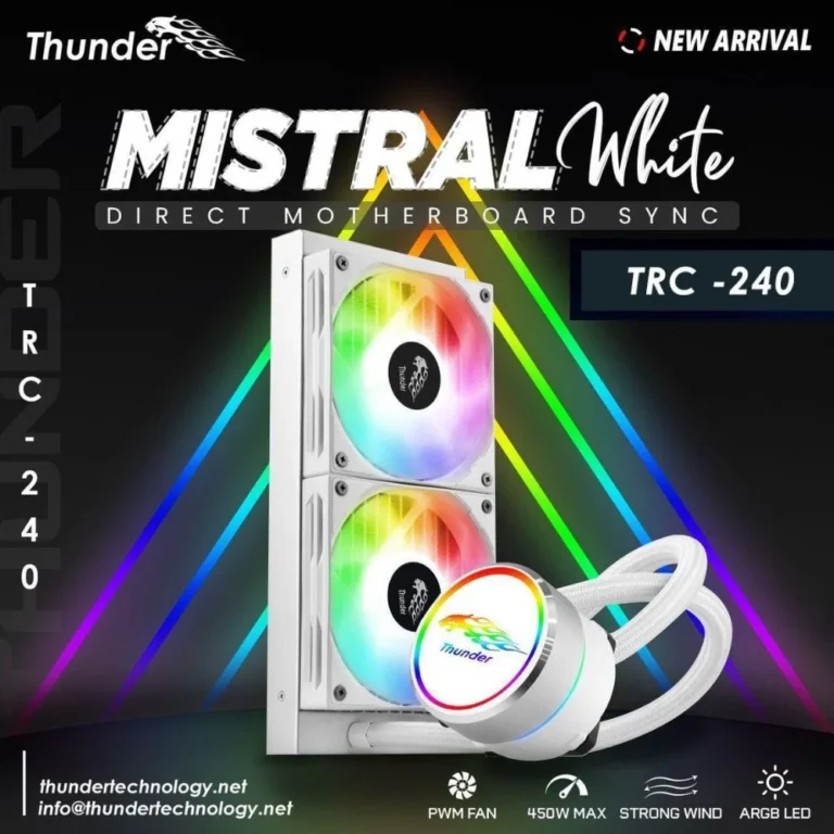 Thunder Mistral 240mm AIO Liquid CPU Cooler - White