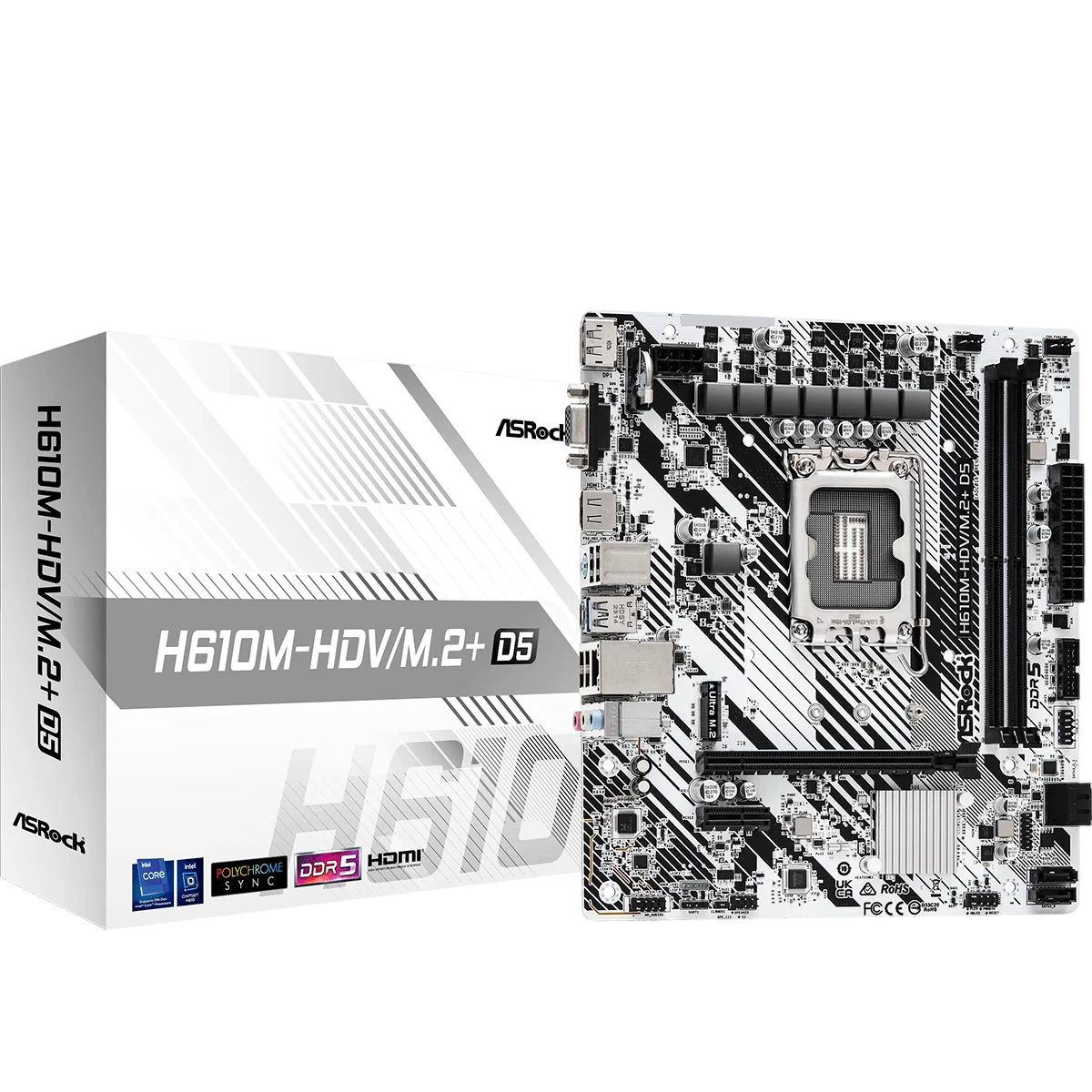 ASRock H610M-HDV/M.2+ D5 LGA1700 DDR5 Micro-ATX Motherboard