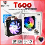 GFury GF-T600 COOL STORM 6-Heatpipe RGB CPU Air Cooler - Black