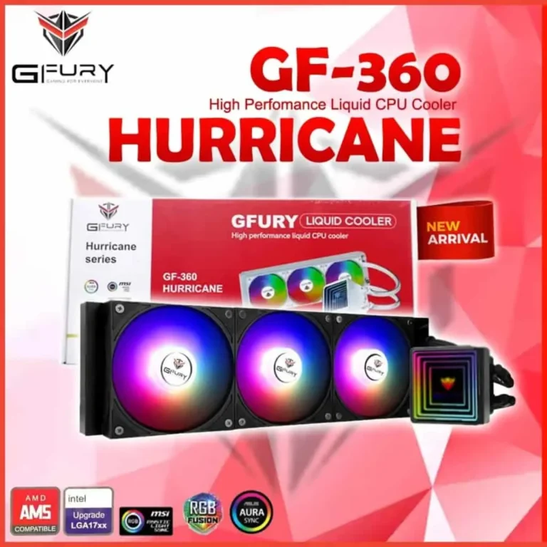 GFury HURRICAN GF-360 360mm ARGB AIO Liquid CPU Cooler - Black