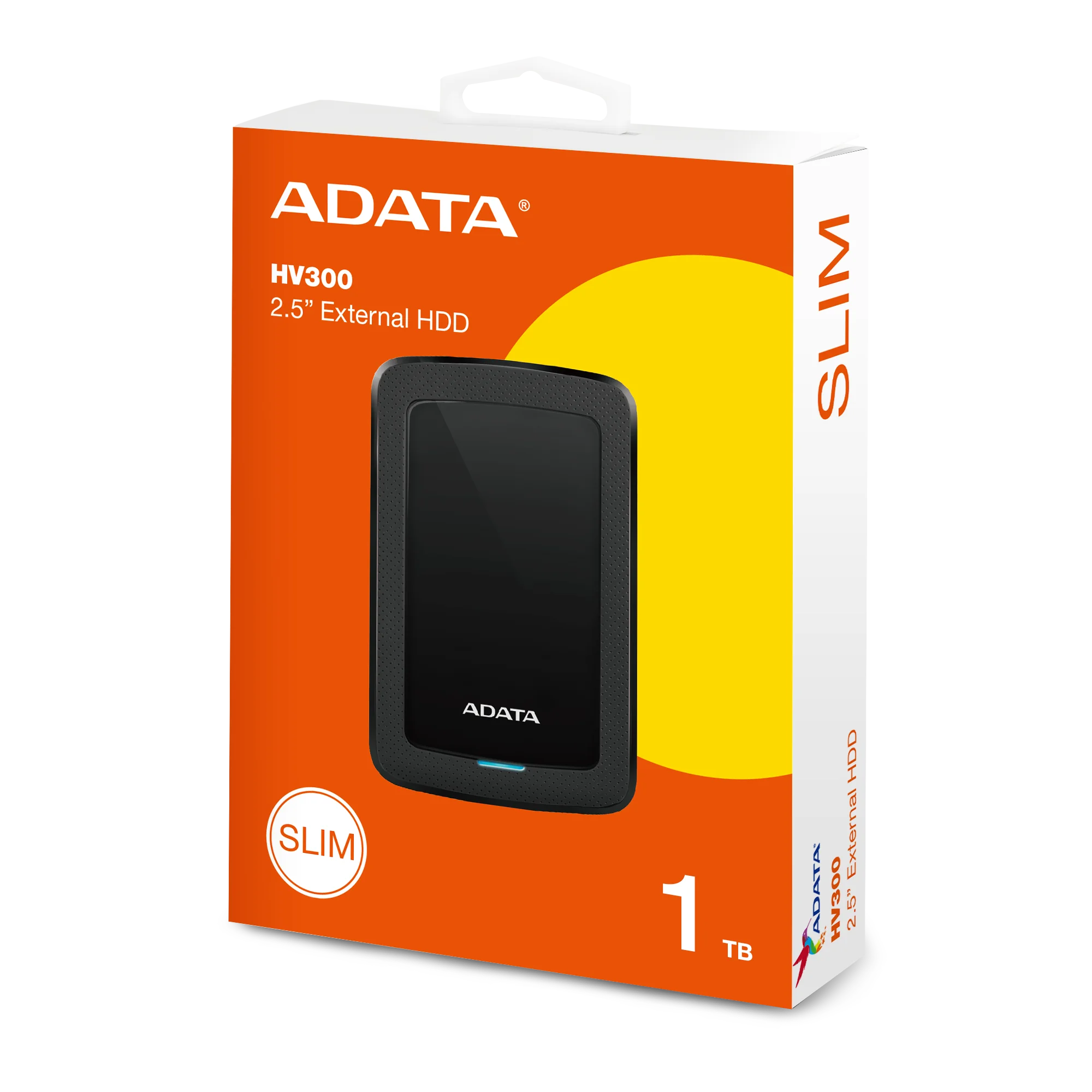 ADATA HV300 1TB Slim USB 3.2 Gen 1 External Hard Drive - Black