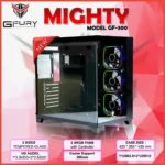 GFury Mighty GF-300 Tempered Glass ATX Gaming Case with 3 ARGB Fans - Black