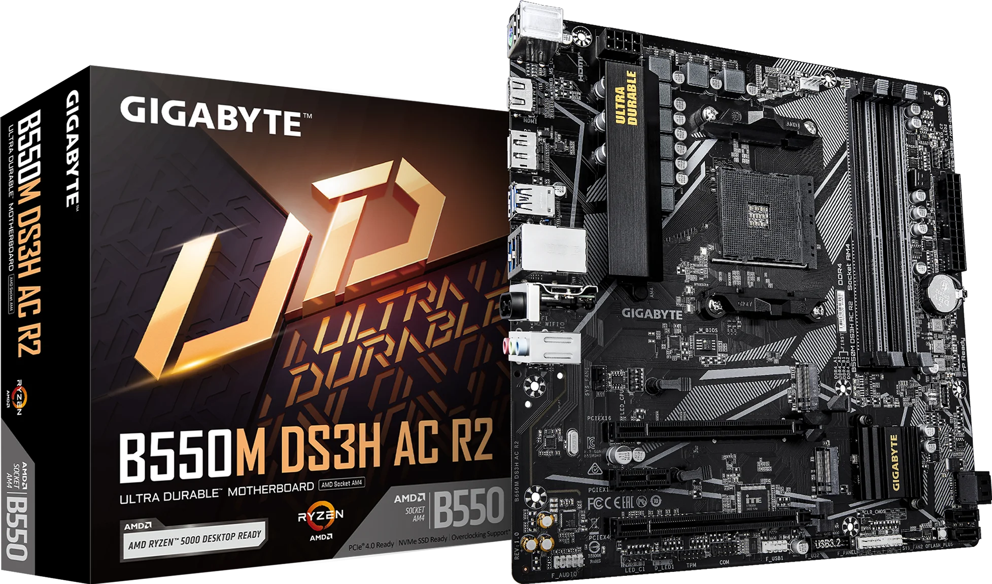 GIGABYTE B550M DS3H AC R2 AM4 DDR4 Micro-ATX WiFi Motherboard