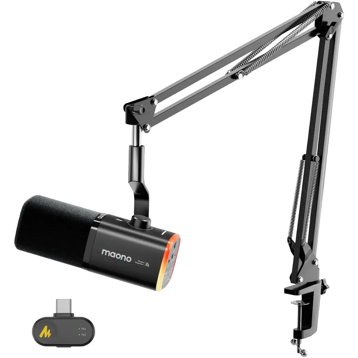 MAONO PD100W-S Wireless & USB Dynamic Microphone with Stand – Black