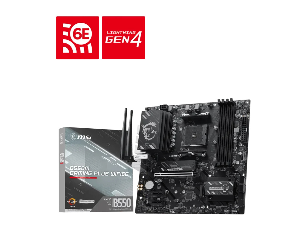 MSI B550M GAMING PLUS WIFI6E AM4 DDR4 Micro-ATX Motherboard