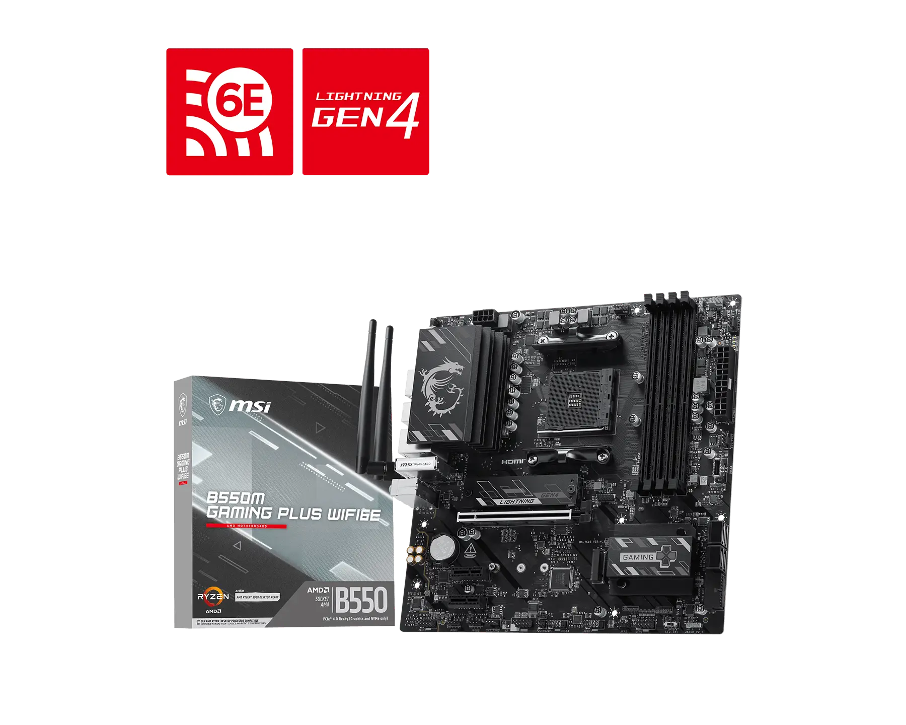 MSI B550M GAMING PLUS WIFI6E AM4 DDR4 Micro-ATX Motherboard