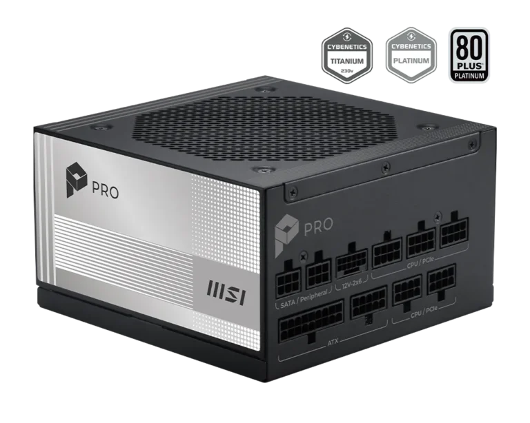 MSI PRO A850PL PCIE5 850W 80 PLUS Platinum Fully Modular ATX 3.1 Power Supply