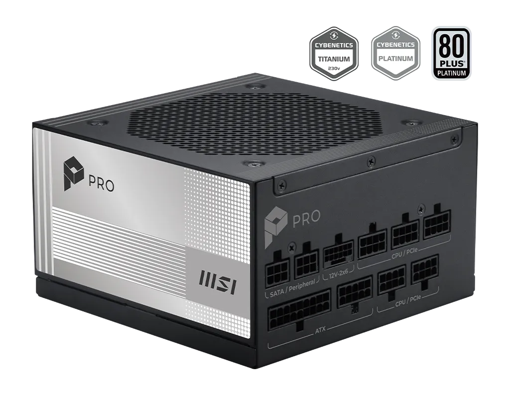 MSI PRO A850PL PCIE5 850W 80 PLUS Platinum Fully Modular ATX 3.1 Power Supply